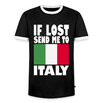 Italy Flag Saying - Men's Ringer Shirt - black/white - Front - AI Model Female 172 light (172cm) & AI Model Male 178 light (178cm)