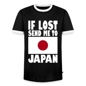Japan Flag Saying - Men's Ringer Shirt - black/white - Front - AI Model Female 172 light (172cm) & AI Model Male 178 light (178cm)