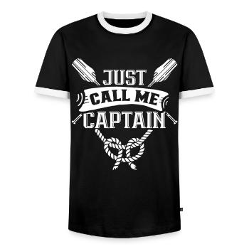 Just call me captain boating boat ship - Men's Ringer Shirt - black/white - Front - AI Model Female 172 light (172cm) & AI Model Male 178 light (178cm)