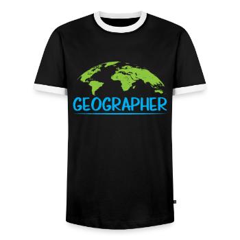 Geography Geography Profession Geography Student - Men's Ringer Shirt - black/white - Front - AI Model Female 172 light (172cm) & AI Model Male 178 light (178cm)