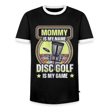 Maman est mon nom Disc Golf est mon jeu pour maman - T-shirt contrasté Homme - noir/blanc - Devant - AI Model Female 172 light (172cm) & AI Model Male 178 light (178cm)