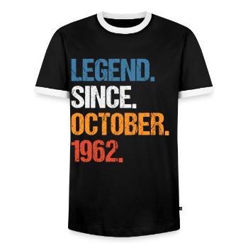 Legend Since Oktober 1962 Geburtstag - Männer Kontrast-T-Shirt - Schwarz/Weiß - Vorne - AI Model Female 172 light (172cm) & AI Model Male 178 light (178cm)
