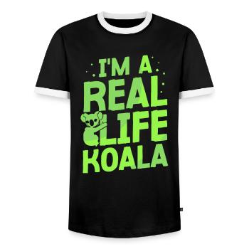 Je suis un vrai koala animal doux Koalas Koala Bear - T-shirt contrasté Homme - noir/blanc - Devant - AI Model Female 172 light (172cm) & AI Model Male 178 light (178cm)