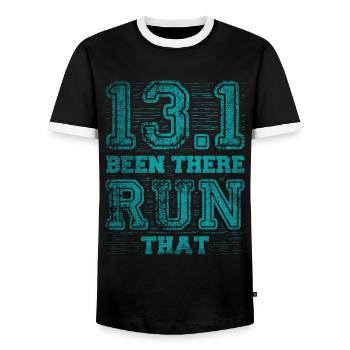 13.1 Been There Run That - Coureur de semi-marathon - T-shirt contrasté Homme - noir/blanc - Devant - AI Model Female 172 light (172cm) & AI Model Male 178 light (178cm)