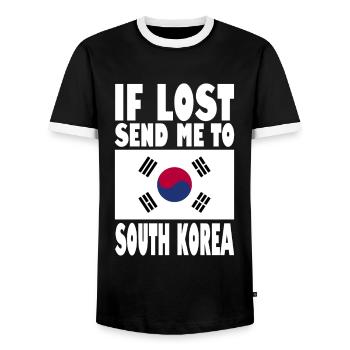 Drapeau de la Corée du Sud - T-shirt contrasté Homme - noir/blanc - Devant - AI Model Female 172 light (172cm) & AI Model Male 178 light (178cm)