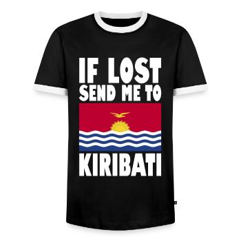 Kiribati Flag Saying - Men's Ringer Shirt - black/white - Front - AI Model Female 172 light (172cm) & AI Model Male 178 light (178cm)
