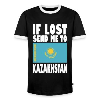 Drapeau du Kazakhstan - T-shirt contrasté Homme - noir/blanc - Devant - AI Model Female 172 light (172cm) & AI Model Male 178 light (178cm)