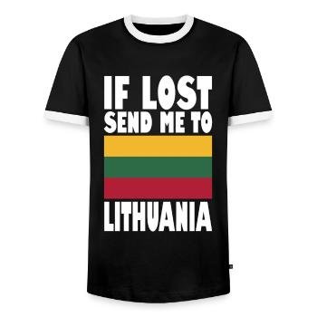 Lithuania Flag Saying - Men's Ringer Shirt - black/white - Front - AI Model Female 172 light (172cm) & AI Model Male 178 light (178cm)