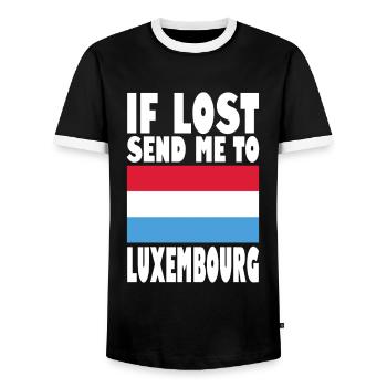 Drapeau luxembourgeois - T-shirt contrasté Homme - noir/blanc - Devant - AI Model Female 172 light (172cm) & AI Model Male 178 light (178cm)