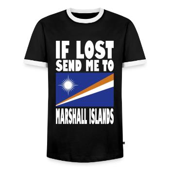 Drapeau des Îles Marshall - T-shirt contrasté Homme - noir/blanc - Devant - AI Model Female 172 light (172cm) & AI Model Male 178 light (178cm)