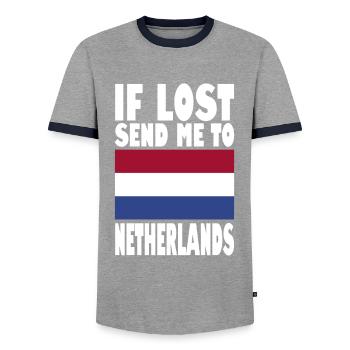 Drapeau des Pays-Bas - T-shirt contrasté Homme - gris/marine  - Devant - AI Model Female 172 light (172cm) & AI Model Male 178 light (178cm)