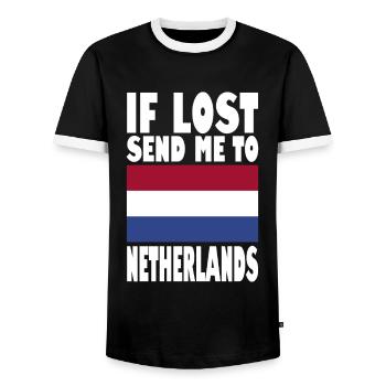 Drapeau des Pays-Bas - T-shirt contrasté Homme - noir/blanc - Devant - AI Model Female 172 light (172cm) & AI Model Male 178 light (178cm)