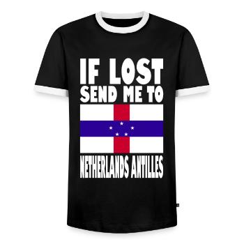 Niederländische Antillen Flagge Spruch - Männer Kontrast-T-Shirt - Schwarz/Weiß - Vorne - AI Model Female 172 light (172cm) & AI Model Male 178 light (178cm)