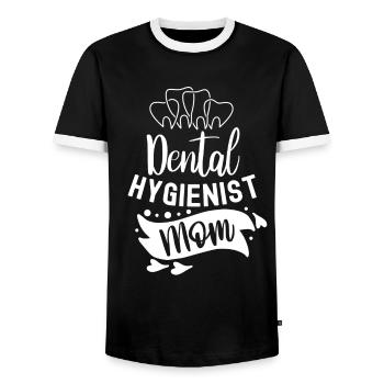 Dental Hygienist Mama Dental Hygienist Dentist - Men's Ringer Shirt - black/white - Front - AI Model Female 172 light (172cm) & AI Model Male 178 light (178cm)