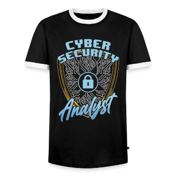 Analyst Für Cybersicherheit Cybersecurity Hacker - Men's Ringer Shirt - black/white - Front - AI Model Female 172 light (172cm) & AI Model Male 178 light (178cm)