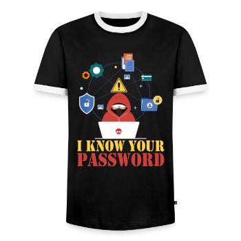 Je connais votre mot de passe Hacker Cybersécurité Hack - T-shirt contrasté Homme - noir/blanc - Devant - AI Model Female 172 light (172cm) & AI Model Male 178 light (178cm)
