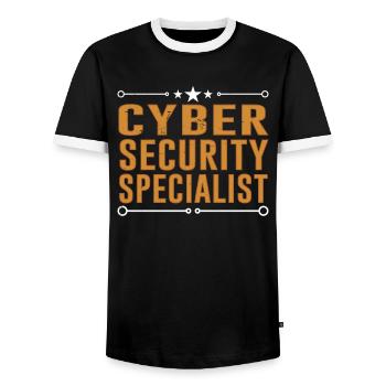 Cybersecurity Specialist Hack Cybersecurity - Men's Ringer Shirt - black/white - Front - AI Model Female 172 light (172cm) & AI Model Male 178 light (178cm)