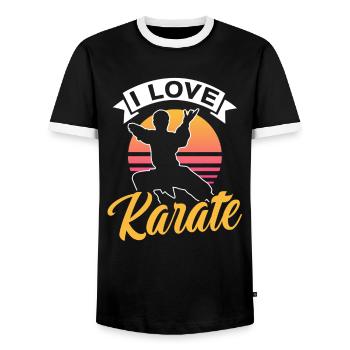 I love karate fighter martial arts martial arts - Men's Ringer Shirt - black/white - Front - AI Model Female 172 light (172cm) & AI Model Male 178 light (178cm)