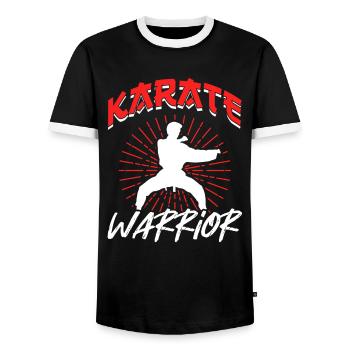 Karate Warrior Martial Arts Fighter Martial Arts - Men's Ringer Shirt - black/white - Front - AI Model Female 172 light (172cm) & AI Model Male 178 light (178cm)