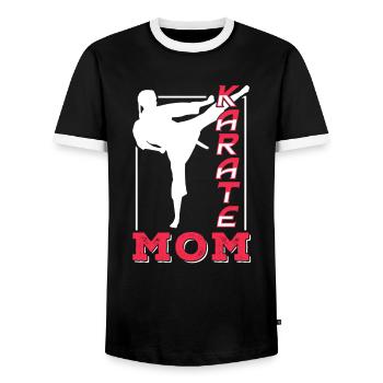 Karate Mother Martial Arts Martial Arts Fighter - Men's Ringer Shirt - black/white - Front - AI Model Female 172 light (172cm) & AI Model Male 178 light (178cm)