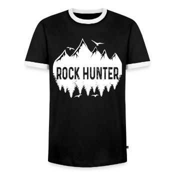 Rock Hunter Geologist Geology Geology Student - Men's Ringer Shirt - black/white - Front - AI Model Female 172 light (172cm) & AI Model Male 178 light (178cm)