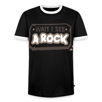 J’attends de voir une profession de géologue en géologie des roches - T-shirt contrasté Homme - noir/blanc - Devant - AI Model Female 172 light (172cm) & AI Model Male 178 light (178cm)