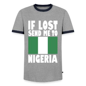 Drapeau du Nigeria - T-shirt contrasté Homme - gris/marine  - Devant - AI Model Female 172 light (172cm) & AI Model Male 178 light (178cm)
