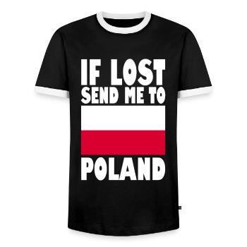 Poland Flag Slogan - Men's Ringer Shirt - black/white - Front - AI Model Female 172 light (172cm) & AI Model Male 178 light (178cm)