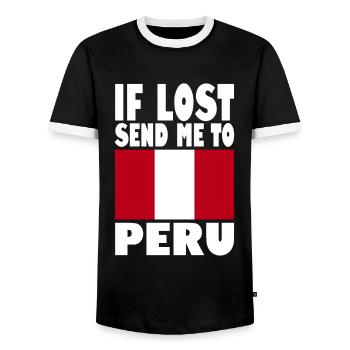 Drapeau du Pérou - T-shirt contrasté Homme - noir/blanc - Devant - AI Model Female 172 light (172cm) & AI Model Male 178 light (178cm)