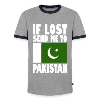 Pakistan Flag Saying - Men's Ringer Shirt - grey/navy  - Front - AI Model Female 172 light (172cm) & AI Model Male 178 light (178cm)