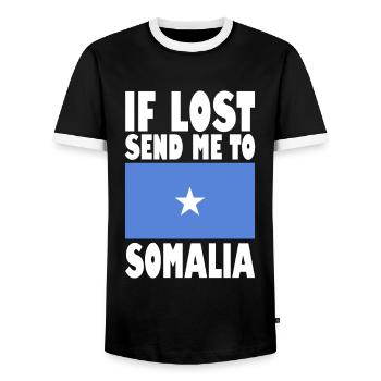 Drapeau de la Somalie - T-shirt contrasté Homme - noir/blanc - Devant - AI Model Female 172 light (172cm) & AI Model Male 178 light (178cm)