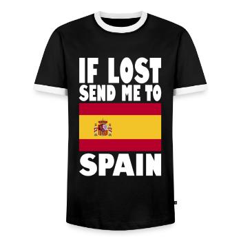 Spain Flag Saying - Men's Ringer Shirt - black/white - Front - AI Model Female 172 light (172cm) & AI Model Male 178 light (178cm)