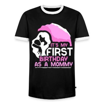 Es Ist Mein Erster Geburtstag Als Mami Mama Party - Männer Kontrast-T-Shirt - Schwarz/Weiß - Vorne - AI Model Female 172 light (172cm) & AI Model Male 178 light (178cm)