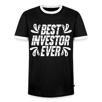 Best Investor Ever Investor Investing - Men's Ringer Shirt - black/white - Front - AI Model Female 172 light (172cm) & AI Model Male 178 light (178cm)