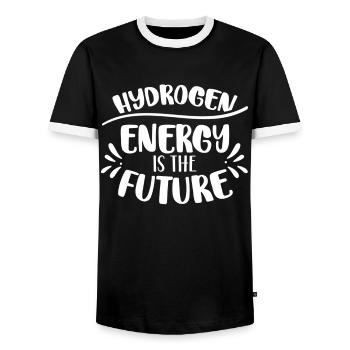 Energy from hydrogen is the future Hydrogen - Men's Ringer Shirt - black/white - Front - AI Model Female 172 light (172cm) & AI Model Male 178 light (178cm)
