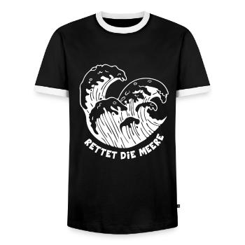 Rettet die Meere Umweltschutz Planet Ozean Meer - Männer Kontrast-T-Shirt - Schwarz/Weiß - Vorne - AI Model Female 172 light (172cm) & AI Model Male 178 light (178cm)