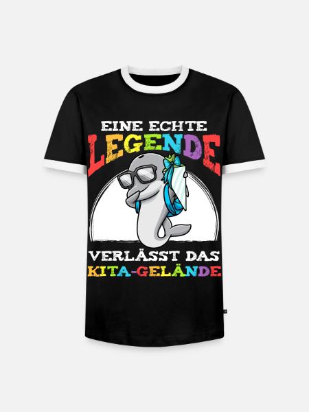 Schulkind Einschulung Delfin - Männer Kontrast-T-Shirt - Schwarz/Weiß