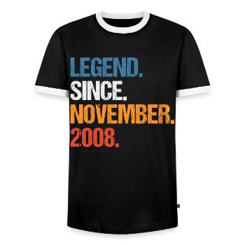 Légende depuis novembre 2008 Anniversaire - T-shirt contrasté Homme - noir/blanc - Devant - AI Model Female 172 light (172cm) & AI Model Male 178 light (178cm)