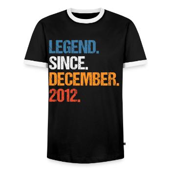 Legend Since December 2012 Birthday - Men's Ringer Shirt - black/white - Front - AI Model Female 172 light (172cm) & AI Model Male 178 light (178cm)