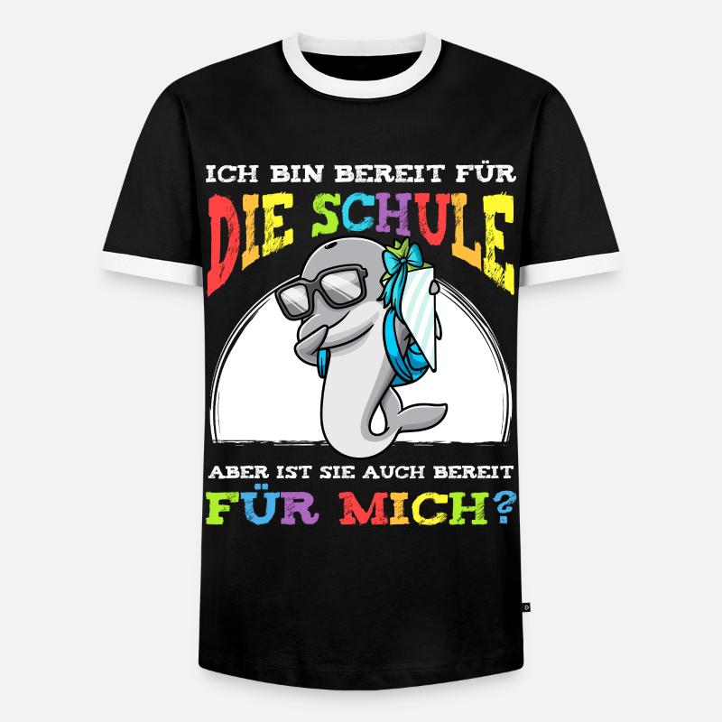 Schulkind Einschulung Delfin - Männer Kontrast-T-Shirt - Schwarz/Weiß