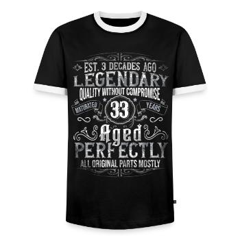 Legendary 33 years old gift for the 33rd birthday - Men's Ringer Shirt - black/white - Front - AI Model Female 172 light (172cm) & AI Model Male 178 light (178cm)