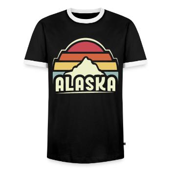 Alaska Nature Randonnée Randonneurs - T-shirt contrasté Homme - noir/blanc - Devant - AI Model Female 172 light (172cm) & AI Model Male 178 light (178cm)