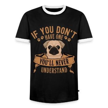 Legendärer Mops Vintage Retro - Männer Kontrast-T-Shirt - Schwarz/Weiß - Vorne - AI Model Female 172 light (172cm) & AI Model Male 178 light (178cm)