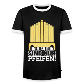 Orgel Organist - Männer Kontrast-T-Shirt - Schwarz/Weiß - Vorne - AI Model Female 172 light (172cm) & AI Model Male 178 light (178cm)