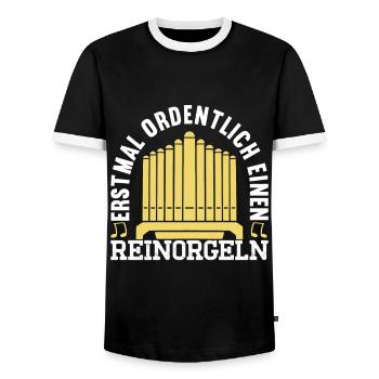 Orgel Organist - Männer Kontrast-T-Shirt - Schwarz/Weiß - Vorne - AI Model Female 172 light (172cm) & AI Model Male 178 light (178cm)