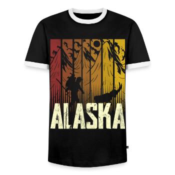 Alaska Wanderung Wanderer Natur Wandern - Männer Kontrast-T-Shirt - Schwarz/Weiß - Vorne - AI Model Female 172 light (172cm) & AI Model Male 178 light (178cm)