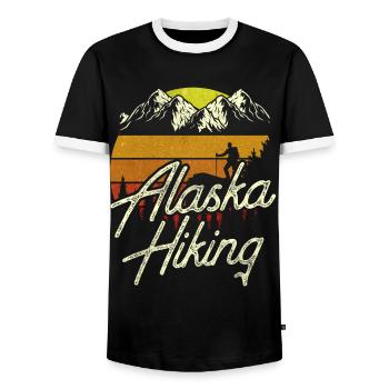 Alaska Randonnée Randonneurs Randonnée Nature - T-shirt contrasté Homme - noir/blanc - Devant - AI Model Female 172 light (172cm) & AI Model Male 178 light (178cm)