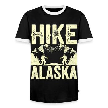Randonnées en Alaska Randonneurs - T-shirt contrasté Homme - noir/blanc - Devant - AI Model Female 172 light (172cm) & AI Model Male 178 light (178cm)