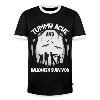 Halloween Moon Vintage Funny Tummy Ache Survivor - Männer Kontrast-T-Shirt - Schwarz/Weiß - Vorne - AI Model Female 172 light (172cm) & AI Model Male 178 light (178cm)