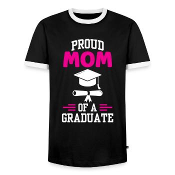 Proud Mother of a Graduate Degree - Men's Ringer Shirt - black/white - Front - AI Model Female 172 light (172cm) & AI Model Male 178 light (178cm)